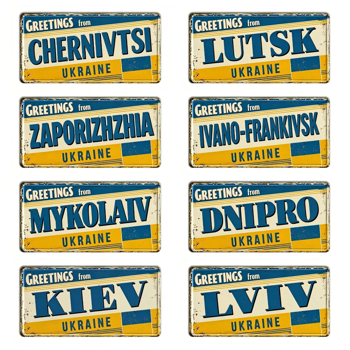 Vintage Ukraine City Greetings License Plate 15x30cm Aluminum Metal Sign Retro Distressed Wall Plaque for Home Bar Garage Travel