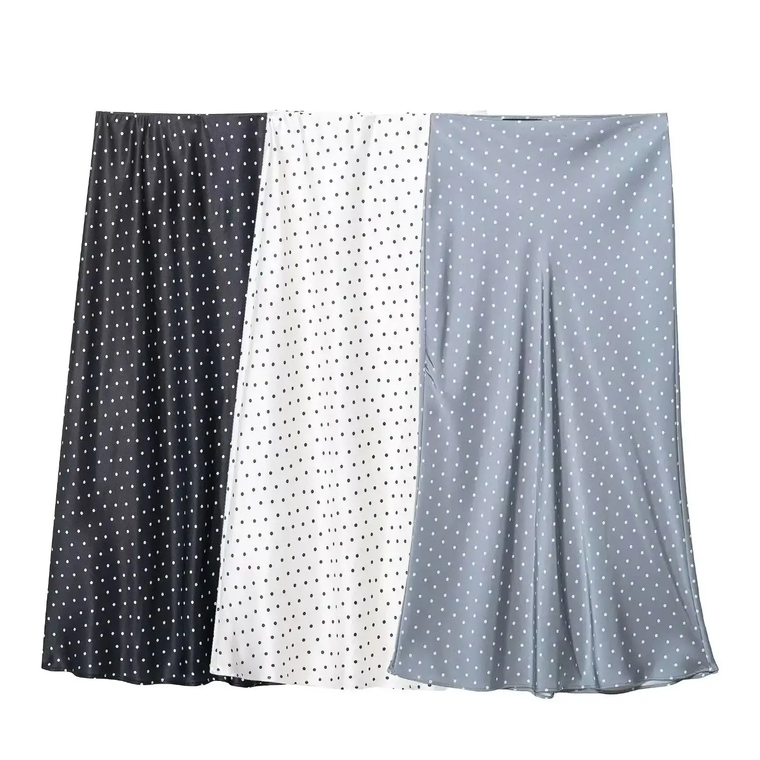 

Новые женские винтажные юбки миди из шелкового атласа в горошек с высокой талией, весна-лето 2026: элегантные, шикарные, прямые, длинные, гладкие юбки