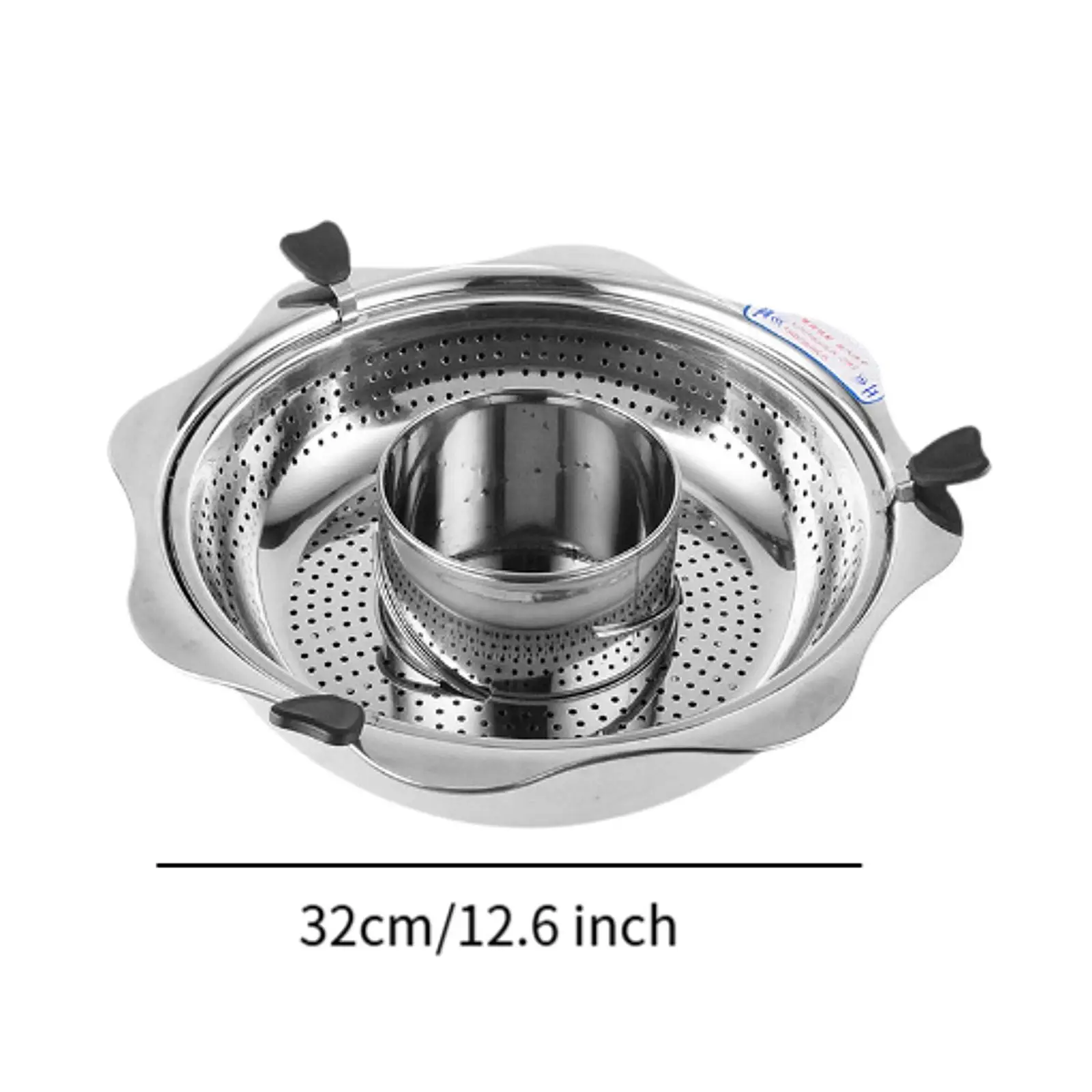 Two-flavor Rotary Hot Pot Soup Pot Grid Filtering Lifting Chafingdish with Divider for Festivals Restaurant Induction Cooker