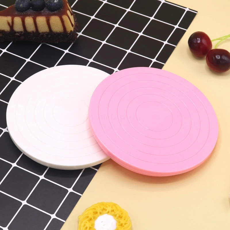 DIY Cake Rotary Table Mini Plastic Fondant Cake Turntable Revolving Platform Anti-skid Round Cookie Stand Rotating Kitchen Tools