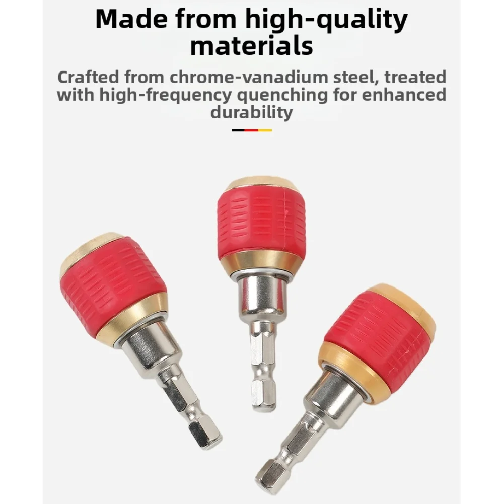 Drill Bit Adapter 1 4 Keyless Chuck Compact 60mm Length Fits 1 4 Hex Shank Non-slip Round Grip One-handed Operation 60mm