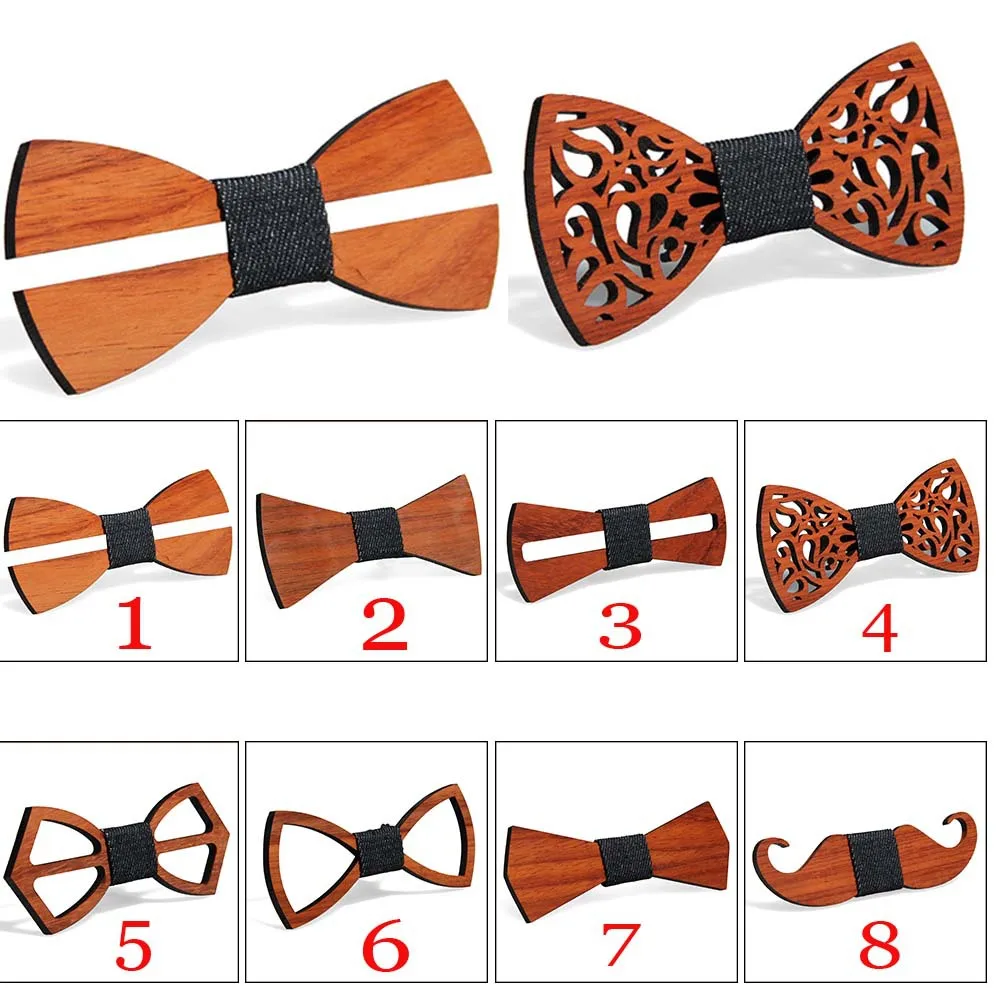 Fashion Personality Wooden Bow Tie Geometric Hollow Pattern Eco-friendly Handmade Bow Tie Wood Accessories Wholesale