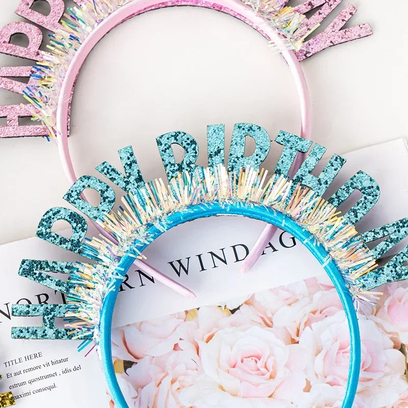 Happy Birthday Headband Girl\'s Birthday Decoration Hat Crown Party Decoration for Girl Children\'s Birthday Supplies