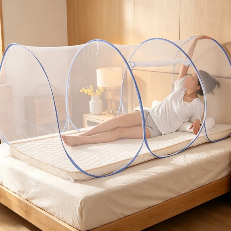 Student dormitory mosquito net installation-free 0.9m bunk travel hotel portable tent folding bed floor bunk