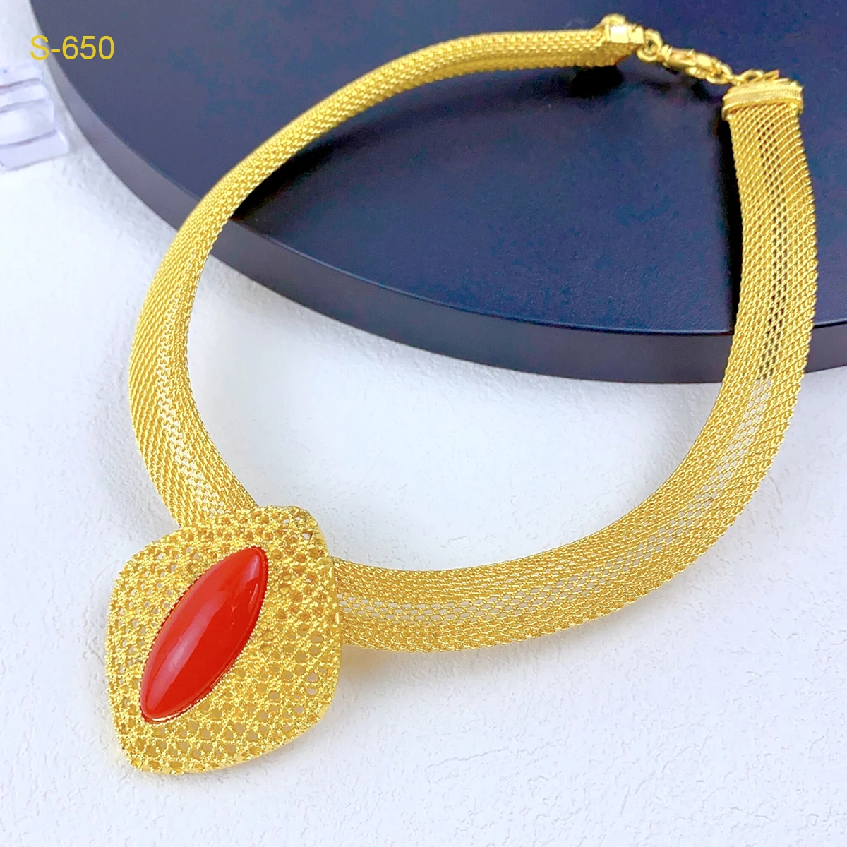 Fashion Ethiopian Bridal Necklace Earrings Sets With Pendant Indian Wedding 24k Gold Color Jewelry Set Dubai Choker Wholesales