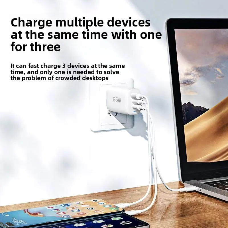 65W GaN USB Type C Charger For Laptop PPS 45W 25W Fast Charge For Samsung Xiaomi Realme Mobile IPhone15 14 13 Pro Phone view 2