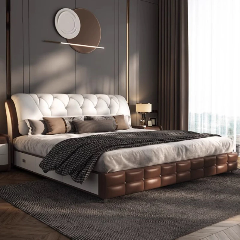 Luxury Queen Double Bed Modern Home High End Bedroom Frame Double Bed Twin white Girl Letti Matrimoniali Furniture For Bedroom