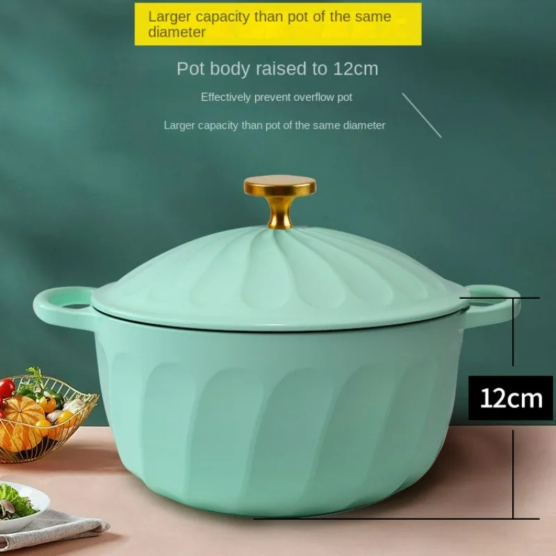 Petal Shaped Enameled Cast Iron Cookware Pot with Steamer, Casserole Pot, Household Induction Cooker Thickened Enamel Pots 25cm