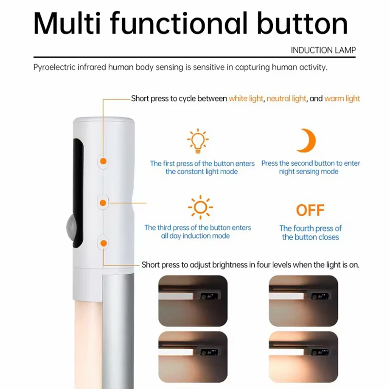 Motion Sensor Light LED Digital Display Night Light Desk USB Lamp Rechargeable Cabinet for Kitchen Bedroom Wardrobe