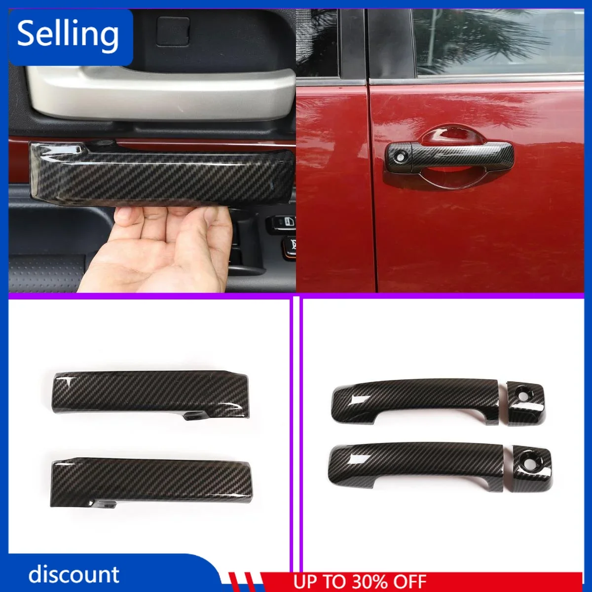 

For Toyota FJ Cruiser 2007-2021 Car Accessories Interior /Exterior Door Grab Handle Trim Cover ABS Protection Casing Style