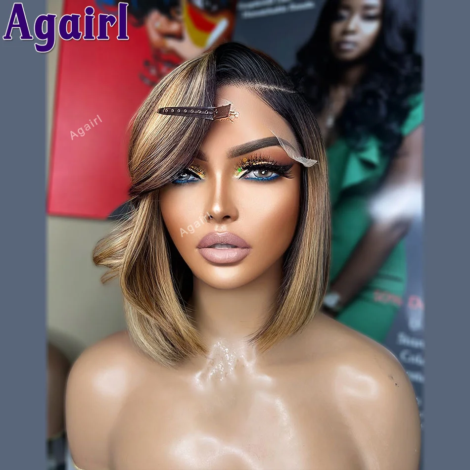 

Highlight Blonde Bone Straight 13X6 Lace Frontal Bob Wig Pre Plucked Transparent 6X4 5X5 Lace Closure Wigs Human Hair for Women