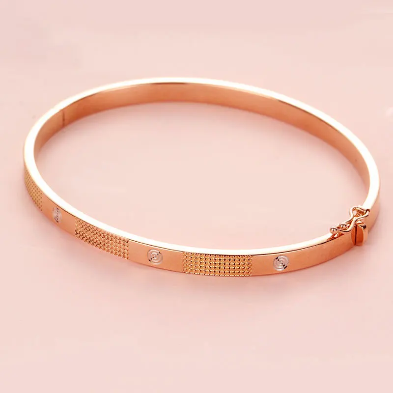Creative 585 Purple Gold Three Color Circular Plated 14K Rose Gold Bracelet for Women Charms Bracelet Fashion Banquet Jewelry