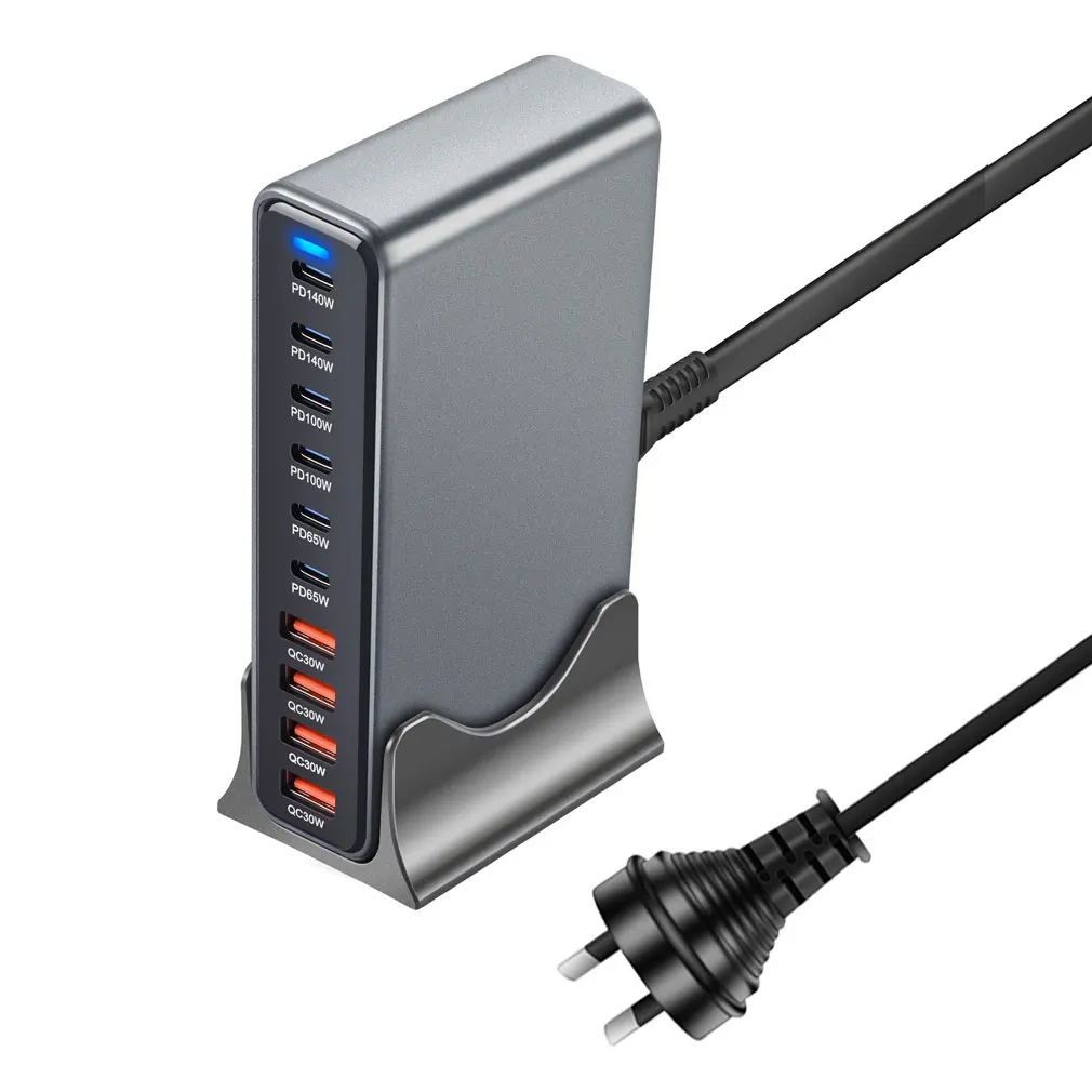 Hot 730W 10-Ports GaN Fast Charge Portable and Convenient 3.0 USB Type-C Quick Charger 6C4A PD Charger for Mobile and Tablets