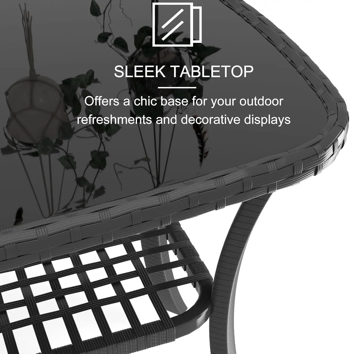 Set di mobili da giardino per esterni da 4 pezzi, divanetto in vimini con tavolino da caffè, cuscini beige