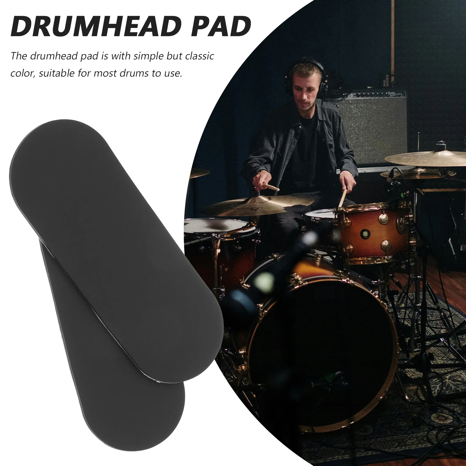 

2pcs Silicone Drumhead Pads Head Protector Shockproof Cushion For Bass Kick Non-Slip Durable Patch Drum Accessories Drum Head