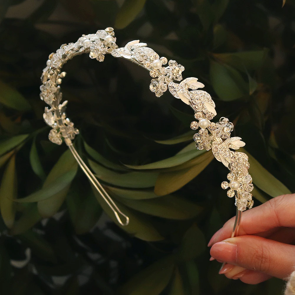 Miallo Fashion Flower Crystal Headbands for Women Hair Accessories Silver Color Crown Wedding Bridal Hair Jewelry Headpiece Gift