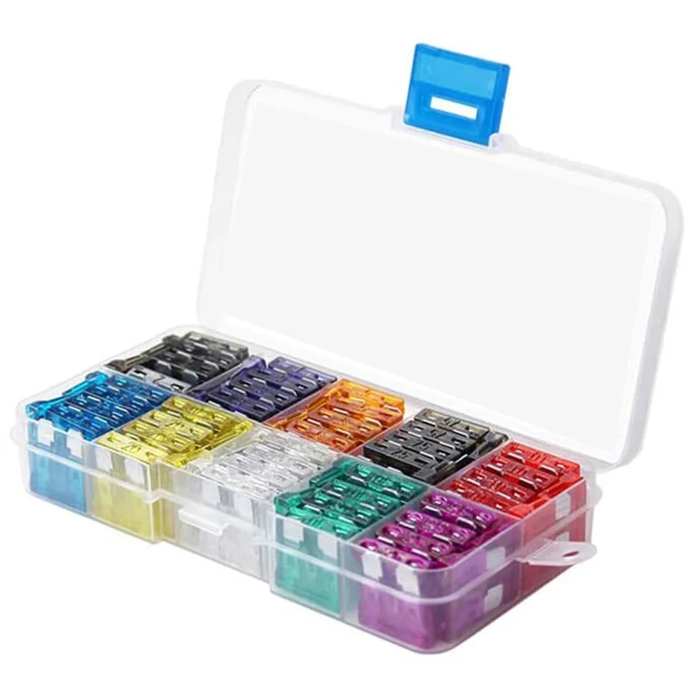 100 pièces Kit de fusibles automatiques 15A 20A 25A 30A 35A 10 Types assortiment de fusibles de voiture avec boîte Type de lame Kit assorti de fusibles
