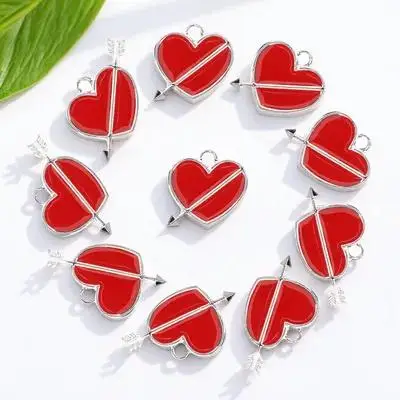 10 قطعة قلادة القلب كيوبيد السهم سحر ل عقد دي اي واي سوار سلسلة المفاتيح هدايا العيد مجوهرات سحر قلادة مجوهرات