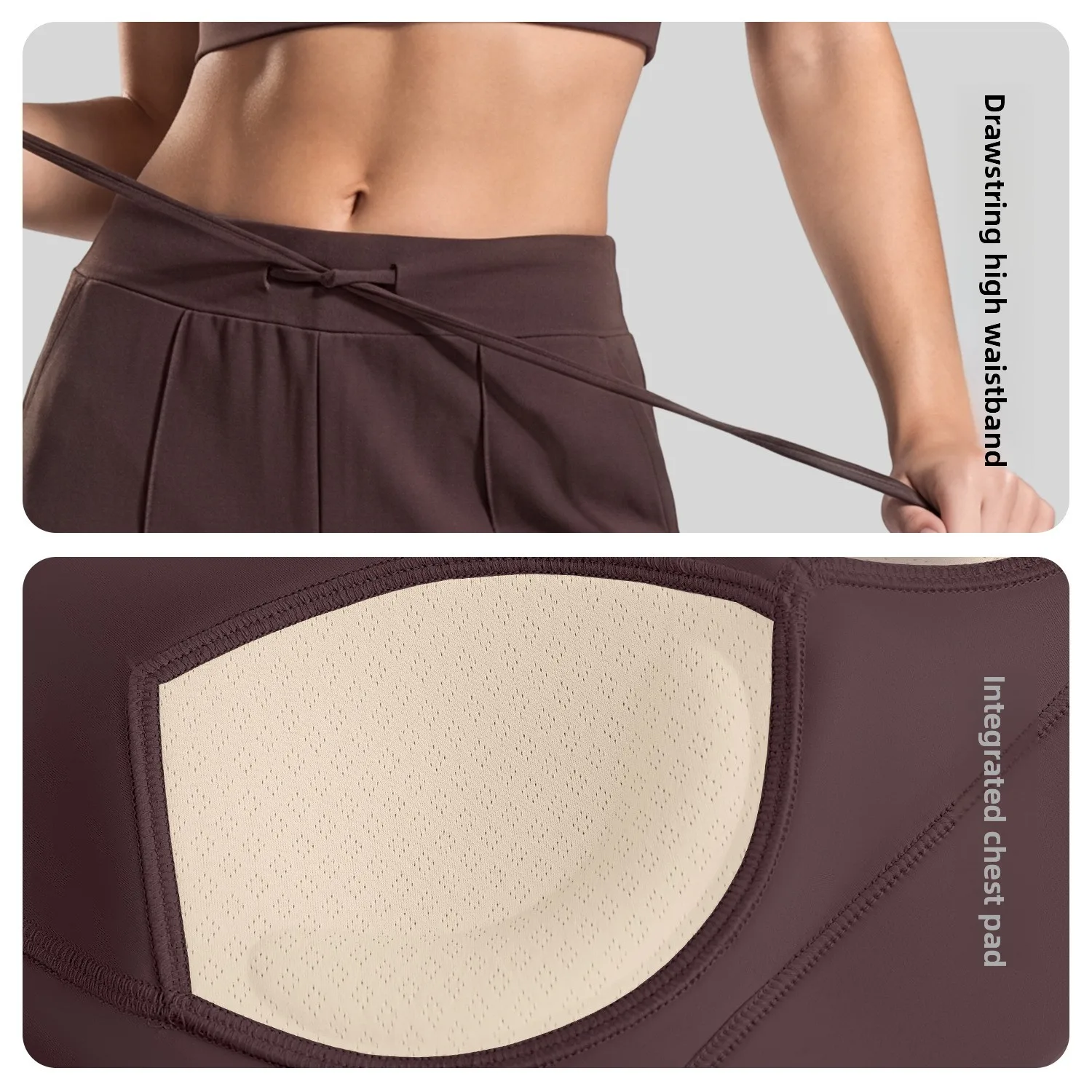 Women Summer High Waist Slim Yoga Set, Built-in Padded Bra, Drawstring Waist Pants, Running Training Fitness Outfit