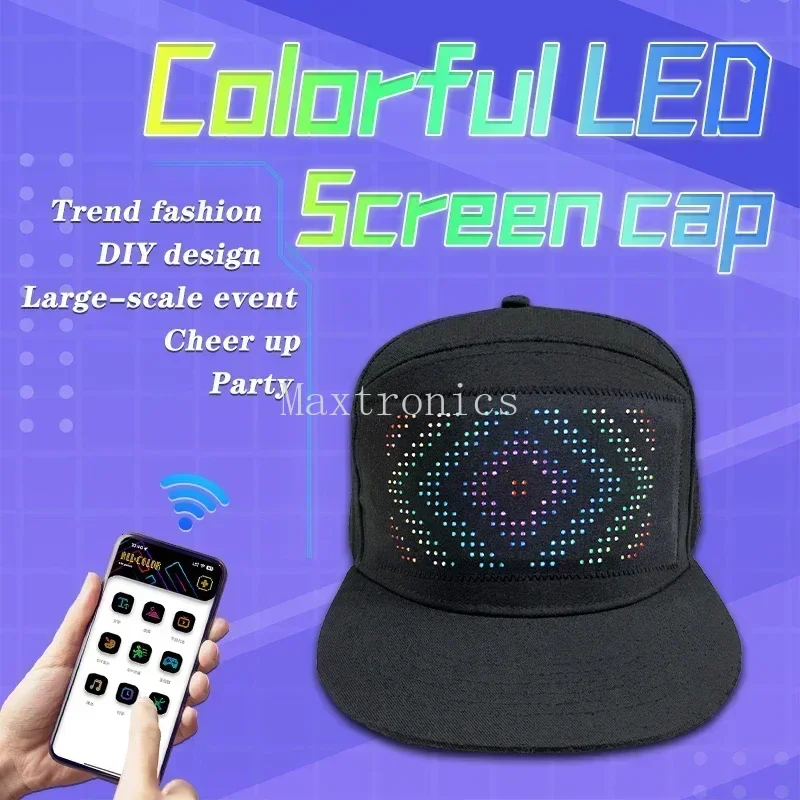 LED Unisex Baseball Cap 5V Rechargeable Bluetooth APP Programmable LED Scrolling DIY Display Board Hip Hop Led Cap Snapback Hat