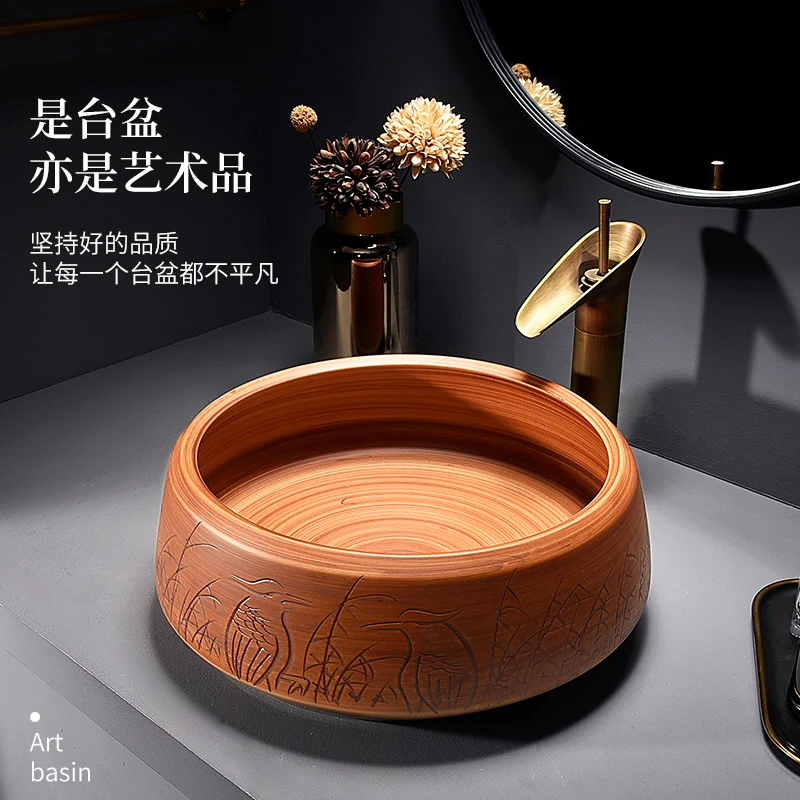 Golden Europe style chinese Jingdezhen Art Counter Top ceramic bathroom sink ceramic basin sink ceramic modern bathroom sink