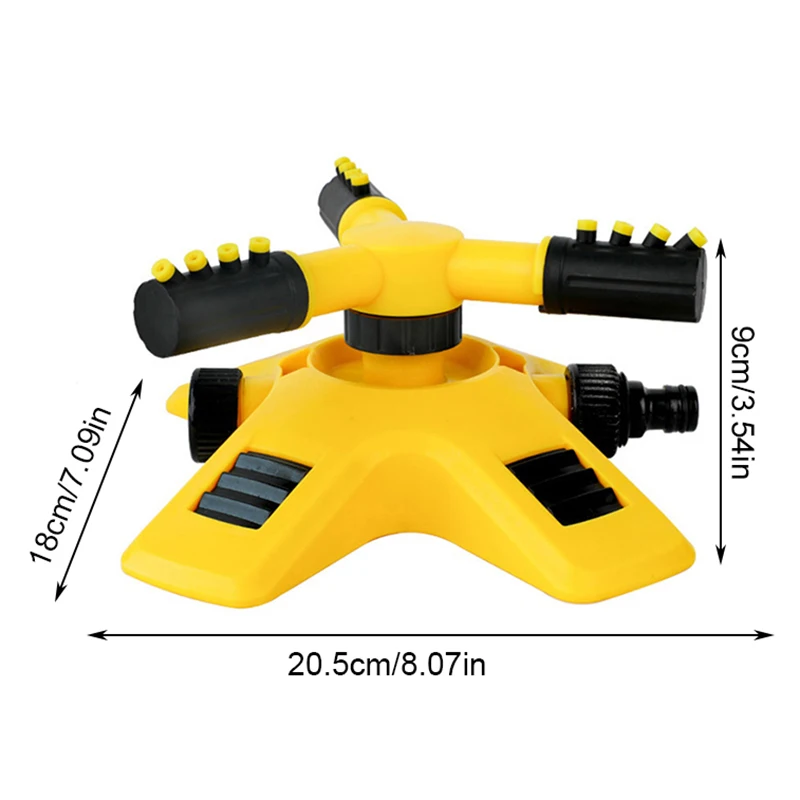 

1Pc 360 Degrees Automatic Rotation 3 Fork Spray Head Adjustable Sprinkler Plastic Practical Watering Irrigation Device