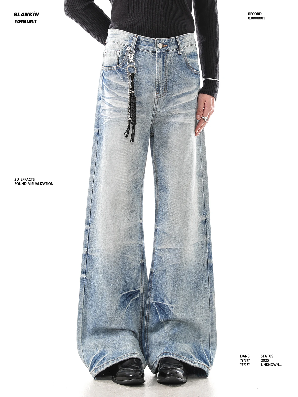 

Blankin American Retro Washed Straight Leg Jeans Men's Cleanfit High Street Micro Flared Pants Casual Wear Denim Jeans