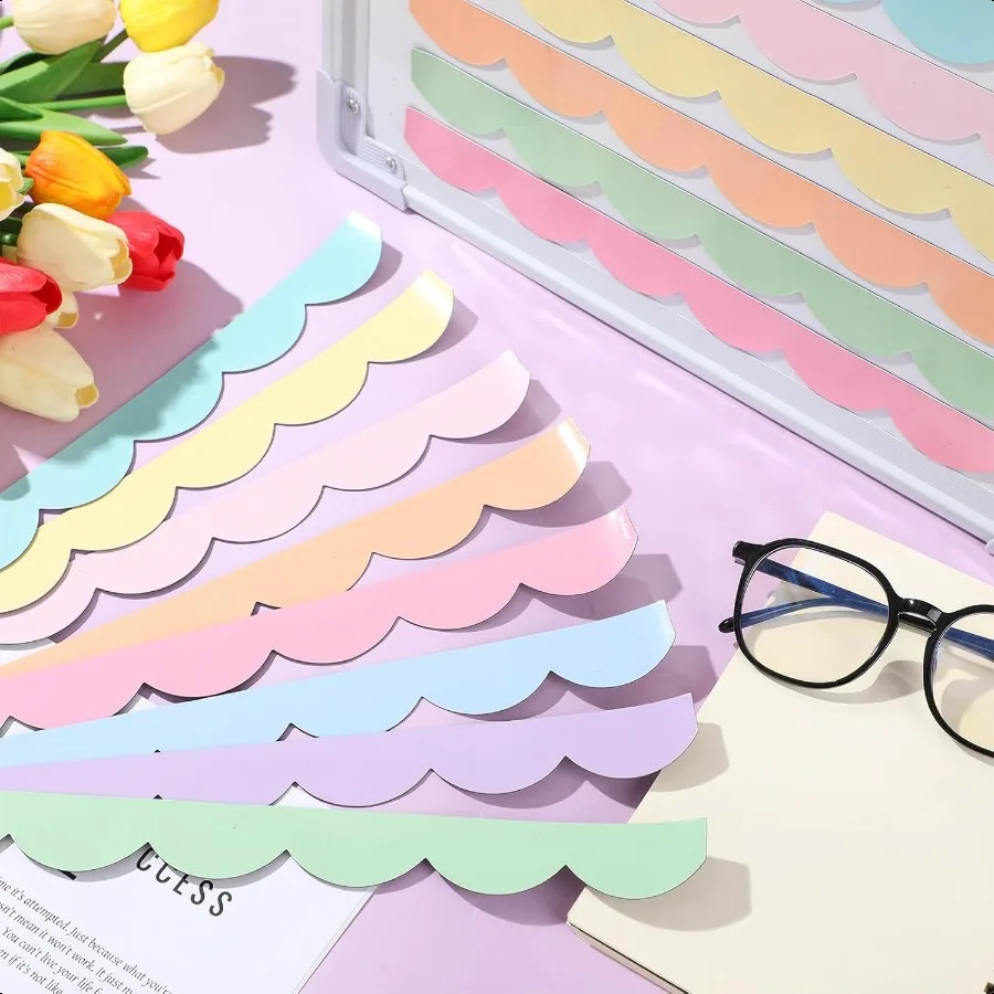 24 قطعة من الحدود المغناطيسية للفصول الدراسية، حدود لوحة الإعلانات المغناطيسية، شرائط السبورة البيضاء الصدفية للمدرسة والفصول الدراسية والمكتب C