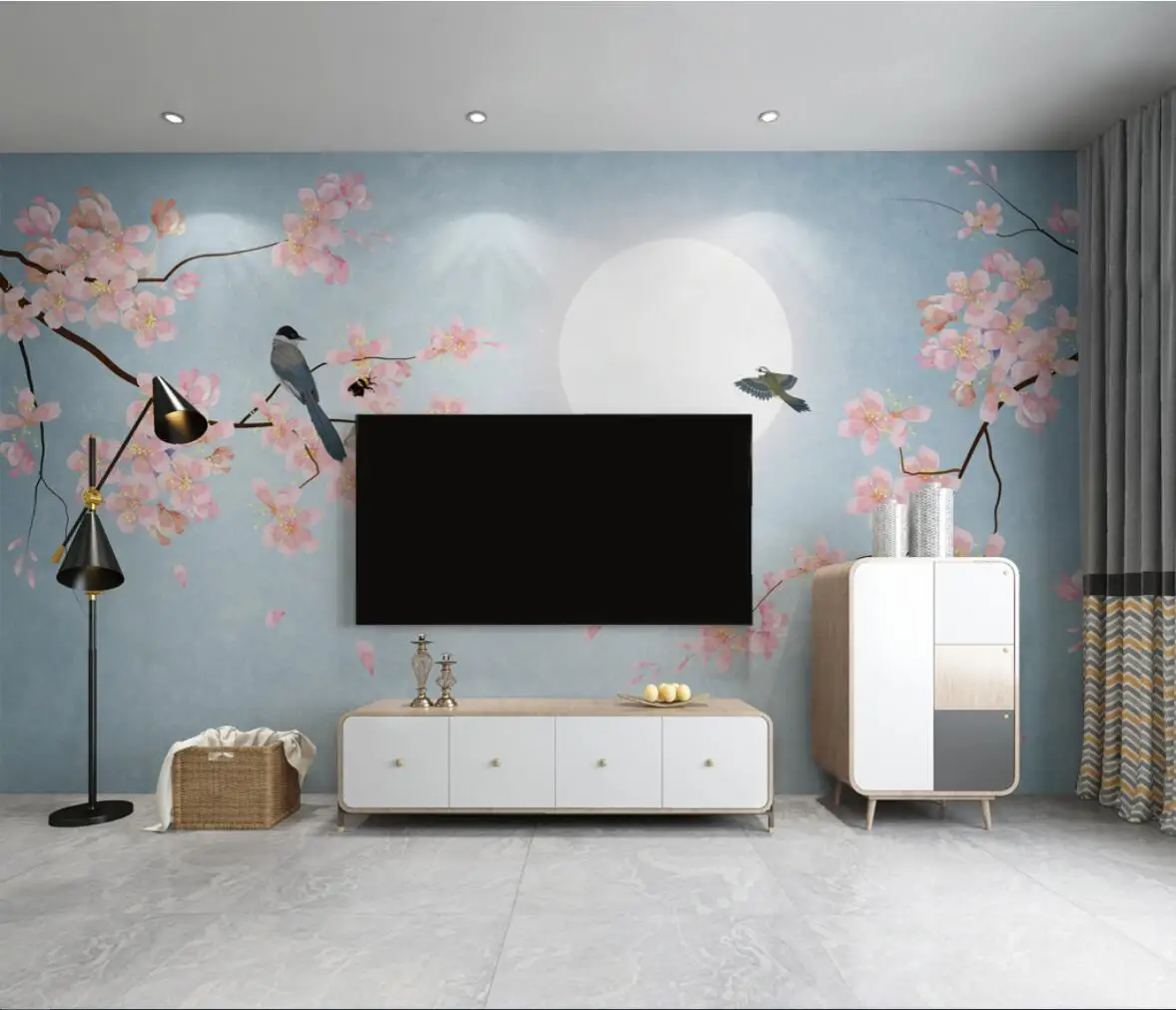 

custom moon flower bird Photo Wallpaper 3D art Painting Living Room Bedroom Sofa wall papers Home Decor Art Mural Wall Covering