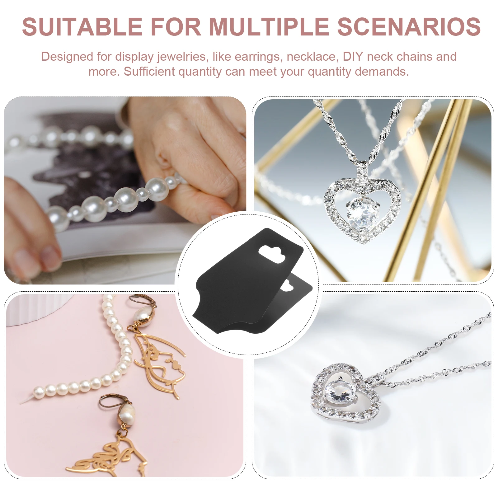

200 Pcs PVC Necklace Bracelet Display Cards Jewelry Packaging Supplies Earring Holder Foldable Gems Presentation