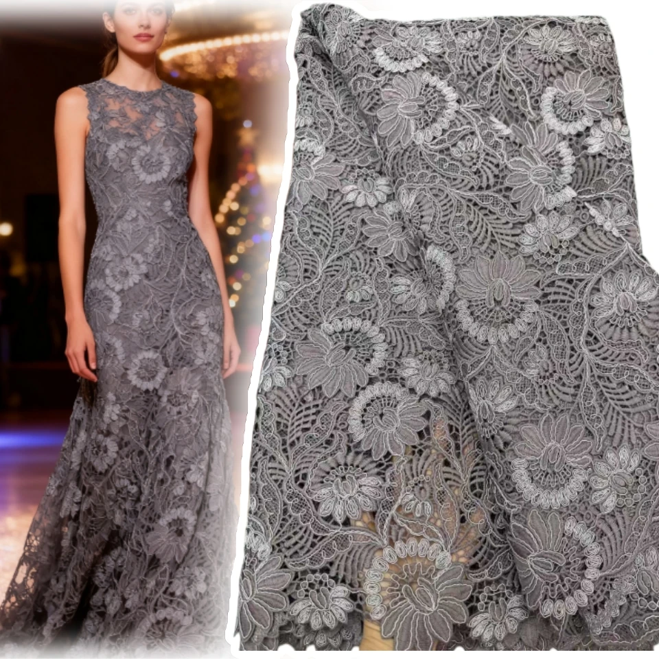 

African White Cord Guipure Lace Fabric 2025 High Quality Nigerian Guipure Fabric Water Soluble for Wedding Dress Sewing TP1798