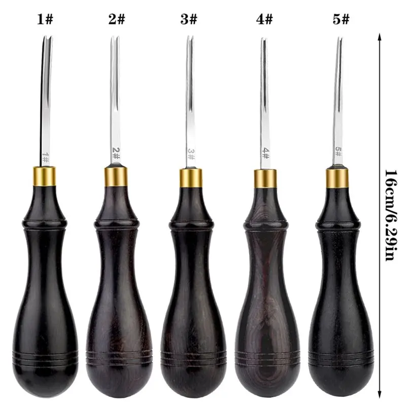 

YANA50I Edge Trimming Trimmer And Chamfering Tool- For DIY Leathercraft Edge Beveller(5Pcs) With Wood Handle