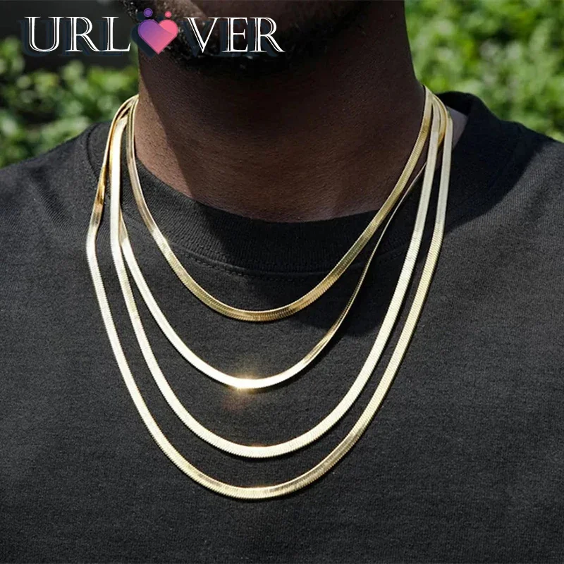 

4mm wide Snake Chain Necklace for Men Hip Hop New Fashion 925 Sterling Silver 18/20/22/24 inches Blade Chain Necklace Jewelry