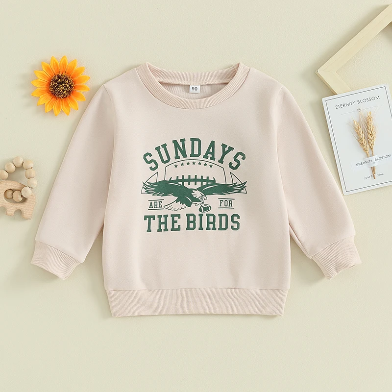 2023-10-19 Lioraitiin 6M-4Y Toddler Boys Girls Sweatshirts Long Sleeve Round Neck Eagle Letter Print Tops Fall Baby Clothes