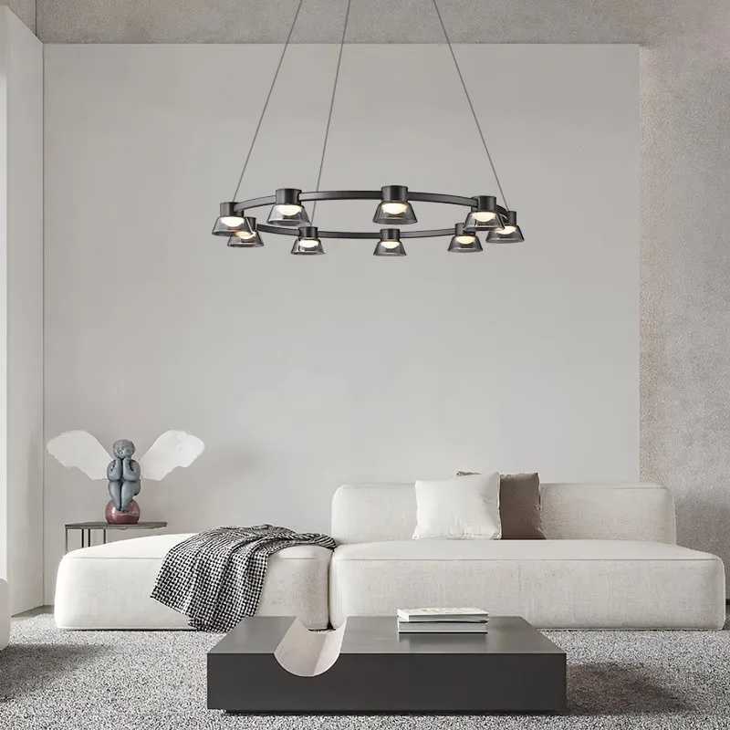 Italian minimalist black restaurant pendant light designer style grand island counter bar straight glass pendant light  home
