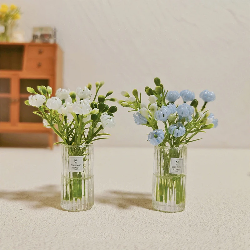 1:12 Poppenhuis Miniatuur Boeket Potplanten Tafel Bloemen Groen Bonsai Model Voor Poppenhuis Decor Kinderen Fantasiespel Speelgoed