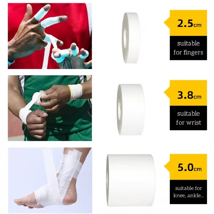 1 ROLLE 2,5/3,8/5 cm 9,1 Meter Sportband Baumwollverband Bindung gedrehte Finger Knöchel Handgelenkstütze Muskelschmerzen – Detail 2