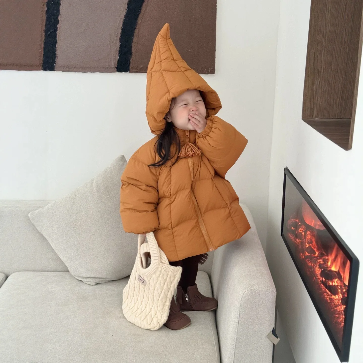 

New Winter Toddler Girls Down Jacket 90% White Duck Thicken Warm Orange Kids Girls Down Coat Hooded Infant Girls Outerwear Coat