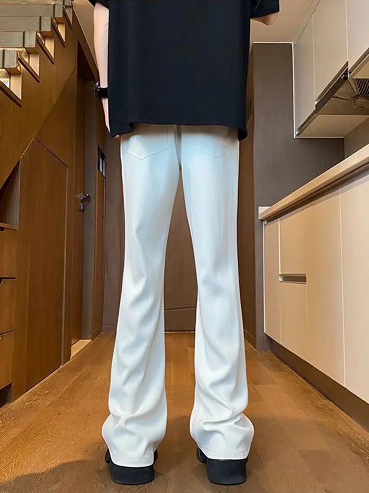 Летние мужские брюки-клеш из ледяного шелка с микро-клеш