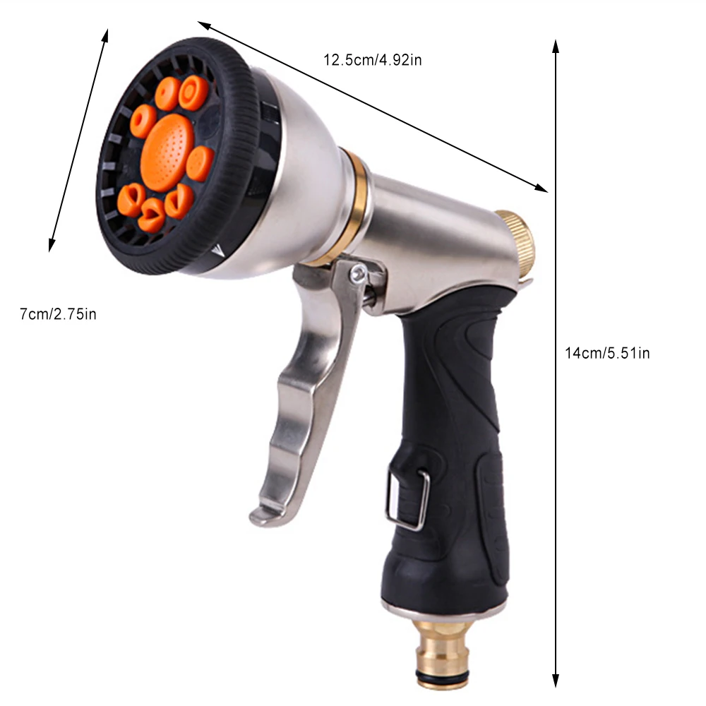 Metal High Pressure Water Gun Garden Cleaning Nozzle Adjustable Nozzle Water Gun Car Wash Water Gun Watering Gun