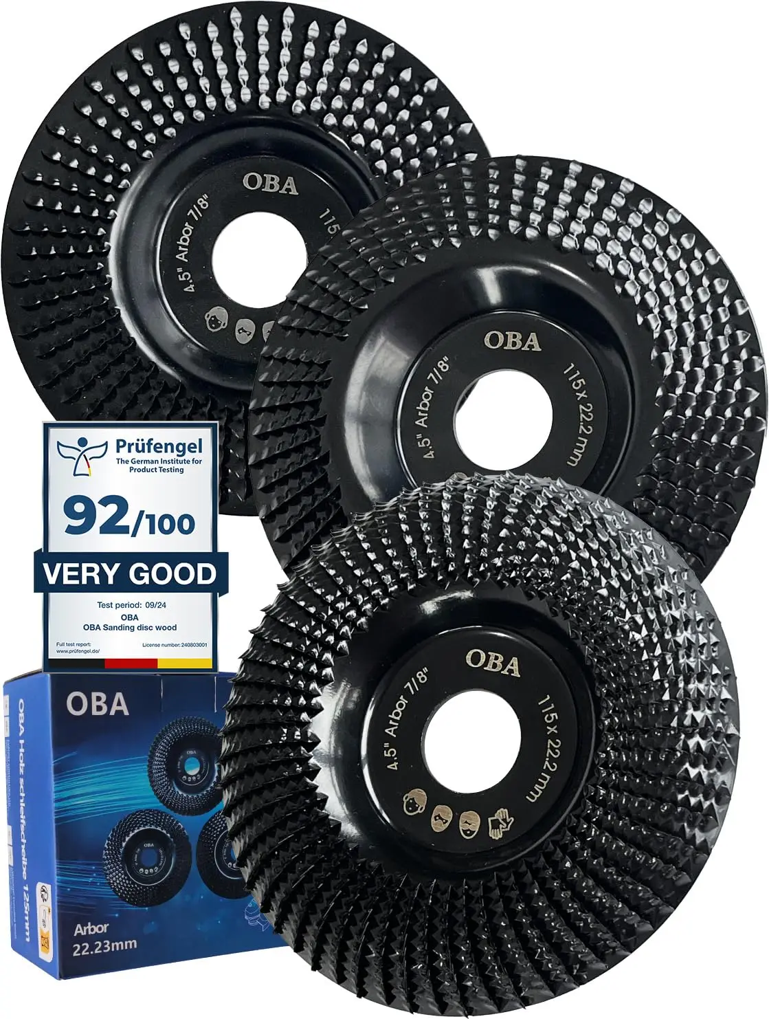 

3-Piece Wood Carving Disc Set, 4-1/2" Grinding Wheels with 5/8" Arbor for Angle Grinder Polishing and Shaping