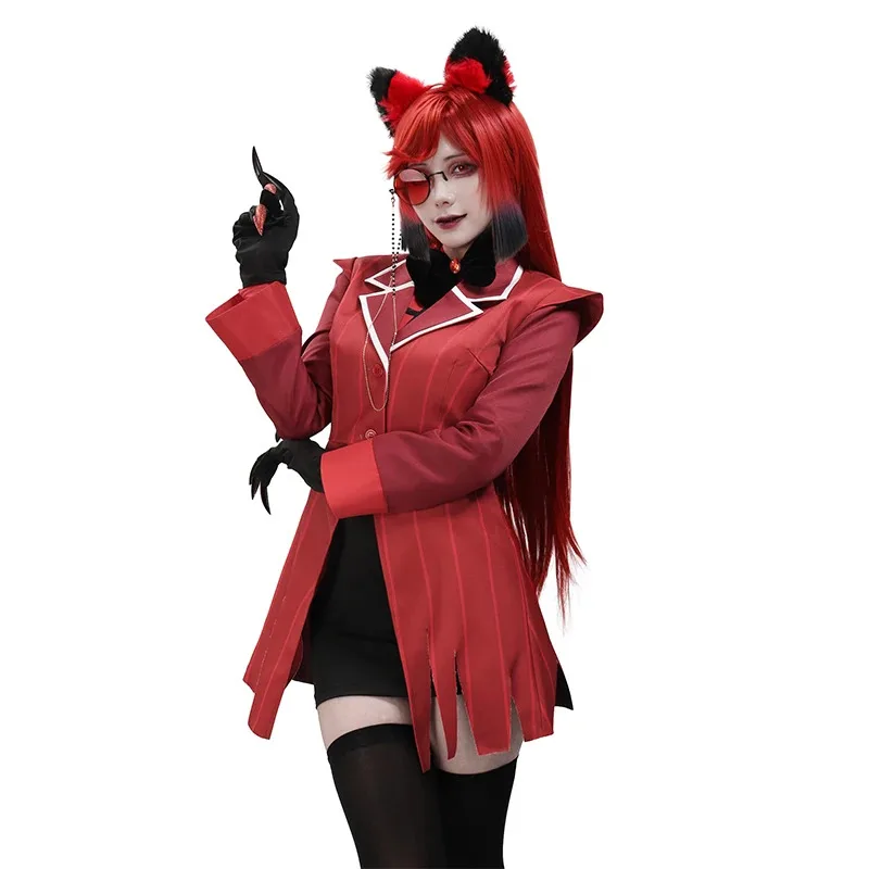 

WENAM Alastor Women Cosplay Costume Red Jacket Full Set Outfit With Accessories For Halloween Party Female Cosplay Costumes