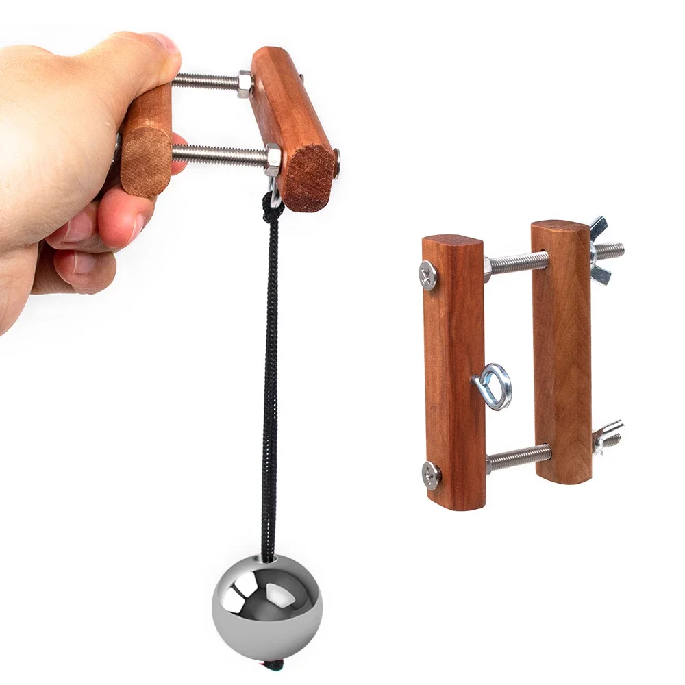 Male Penis Training Wooden Testicle Crusher Metal Ball Scrotum Pendant Ball Penis Rings Clamp Testicle Crusher Male Sex Toys