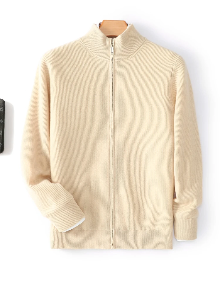 2025 أساسيات الرجال 100% ميرينو الصوف سترة الخريف الشتاء سترة سميكة فضفاضة غير رسمية لينة الدافئة وهمية الرقبة تريكو الملابس القمم