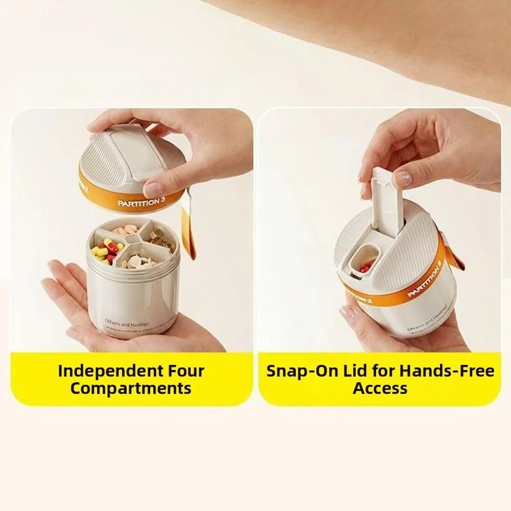 Plastic 4 Grids Pill Box Dust-proof Sealed Mini Pill Storage Box Waterproof Moisture Proof Rotatable Pill Dispenser Daily Use