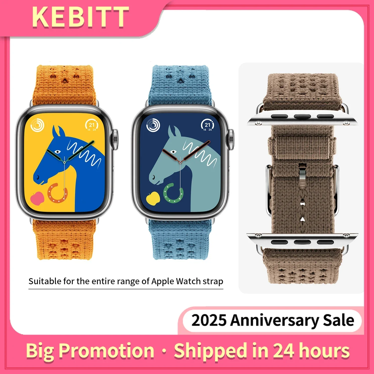 Kebitt Tricot Single Tour Bleu Jean Bracelet Band For Iwatch Ultra 1 2 Apple Watch 10 9 8 7 6 42mm 46mm 41 45 49MM Strap