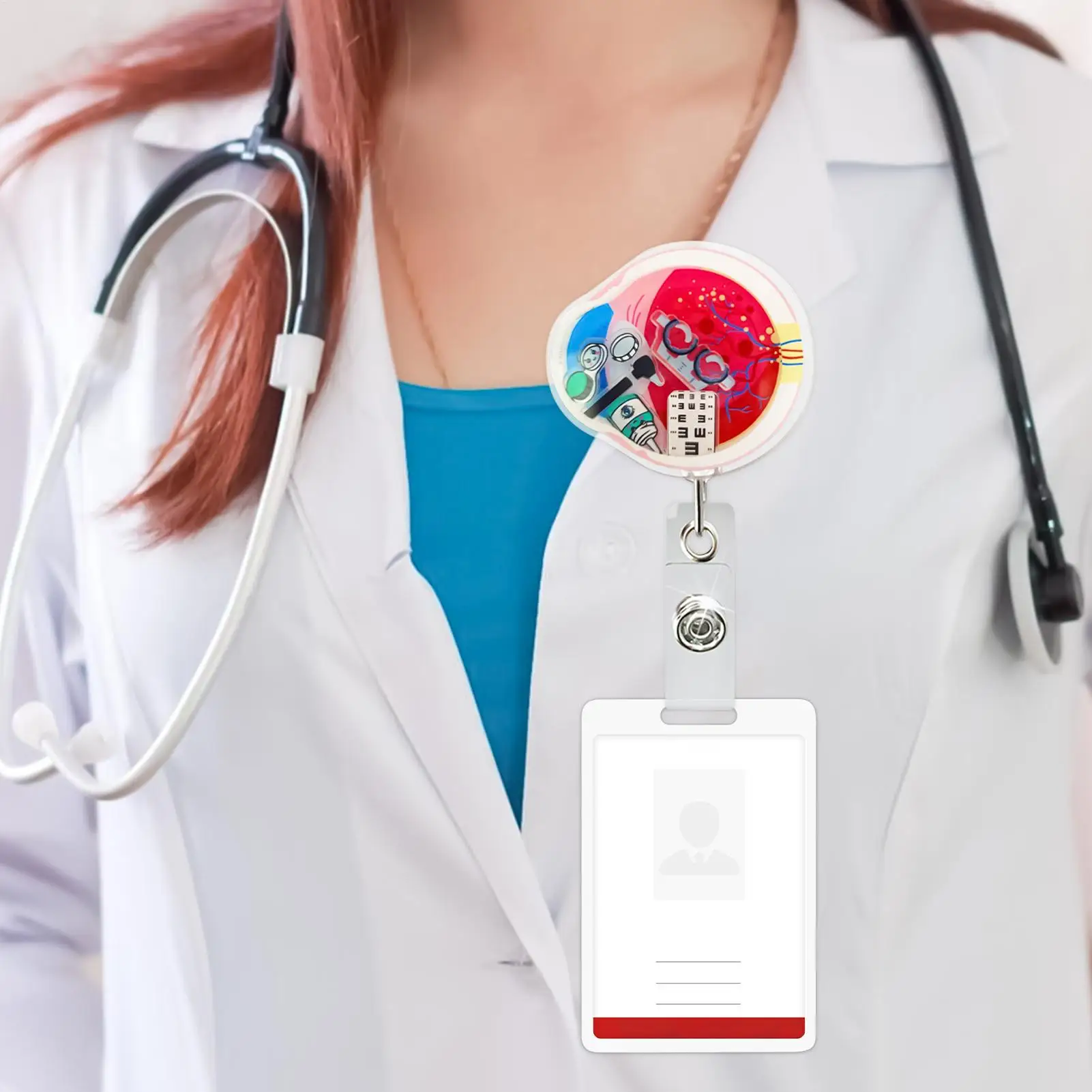 Clip de tarjeta de identificación, llavero de identificación, colgador de órgano, juguete para sacudir, Clip retráctil para personal, lugar de trabajo, escuela, conferencia, enfermeras, Doctor