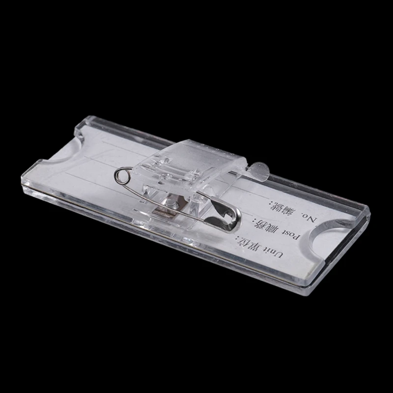 3X Safetypin Clear Hard Plastic Name Tag Clip Holder 3 Pcs