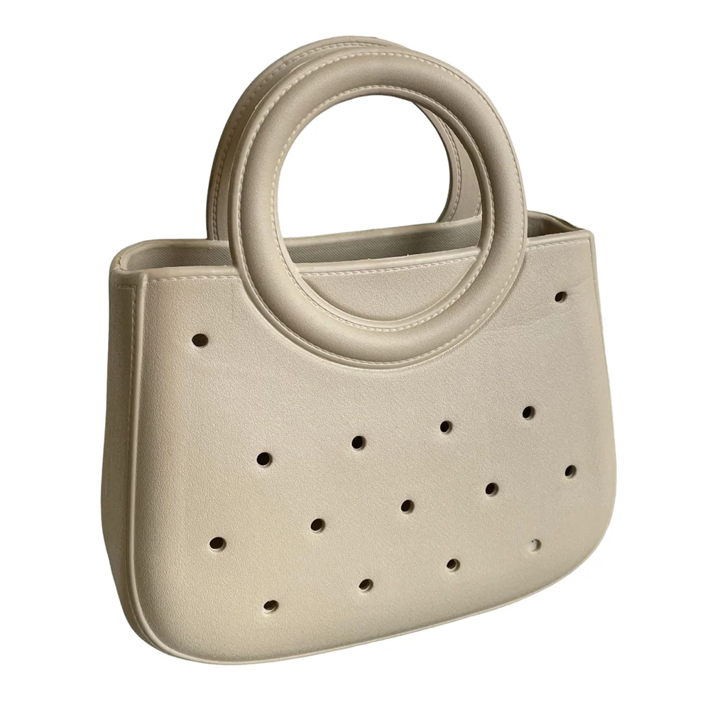 

Waterproof Summer Beach Bag Leisure Candy Colored EVA Handbags with Hole Anti-slip Handle Large Capacity Rubber Tote Bag Women