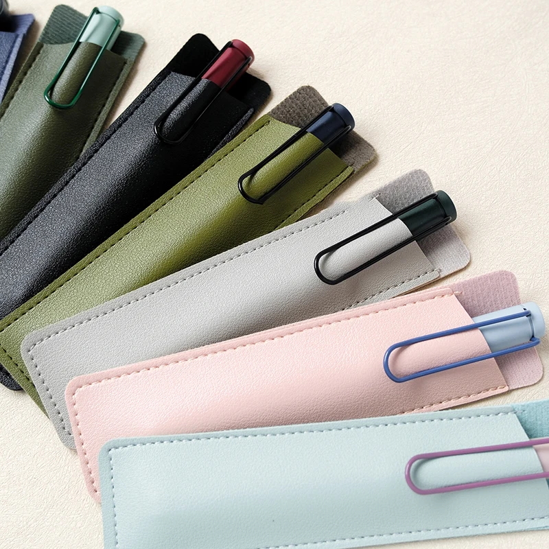 PU Leather Pen Protection Cover Pen Holder Soft Pencil Case Pen Pouch Pen Bag Stationery Office School Supplies Gift